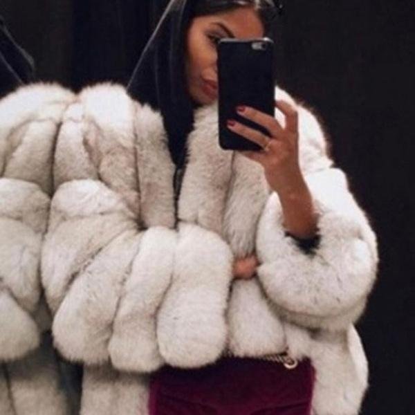 Modny Damski Zimowy Luksusowy PłAszcz Ze Sztucznego Futra Elegancka Futrzana Gruba CiepłA Kurtka Sztuczne Futro Imprezowy Kardigan PłAszcz 4XL-image