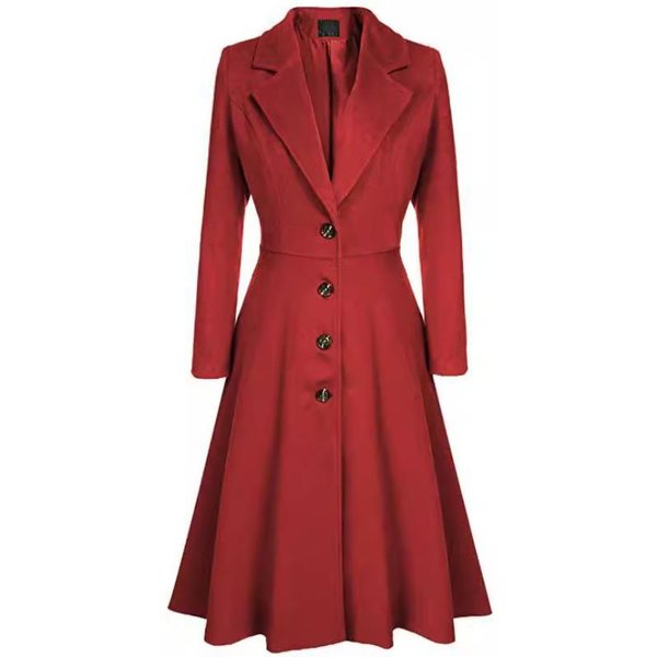 Ropa De Mujer OtoñO E Invierno Moda Extendida Casual Abrigo De Lana Xxxl Red-image