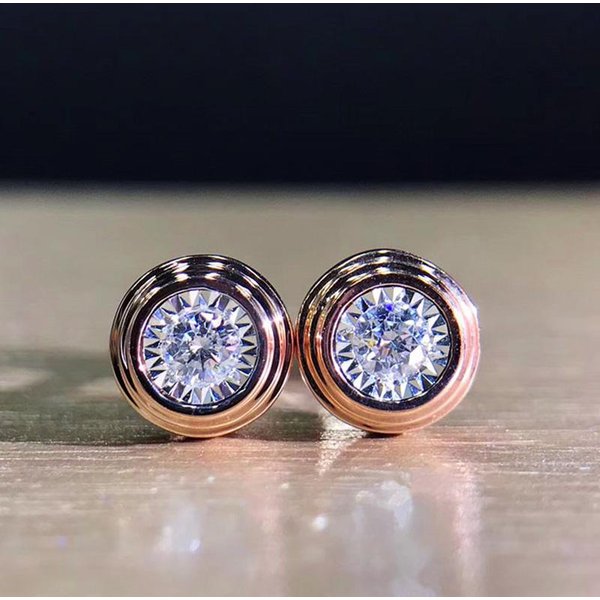 Pendientes De BotóN CláSicos Huitan Para Mujer/Hombre Con Circonita CúBica Blanca Redonda Incrustada, DiseñO Simple, Pendientes Para Pareja, Regalo Elegante, JoyeríA De Estilo Atemporal-image