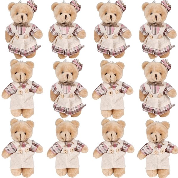 12-4S Mini Miś Zabawka MałE Misie Lalka Hurtowo MięKki Plusz Pluszowe ZwierząTka MałE Misie Na Breloczek DIY RzemiosłO Baby Shower Urodziny 12 PCS-image