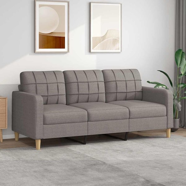 Vidaxl Sofá De 3 Plazas, Color Taupe, 180 Cm, Tapizado En Tela-image