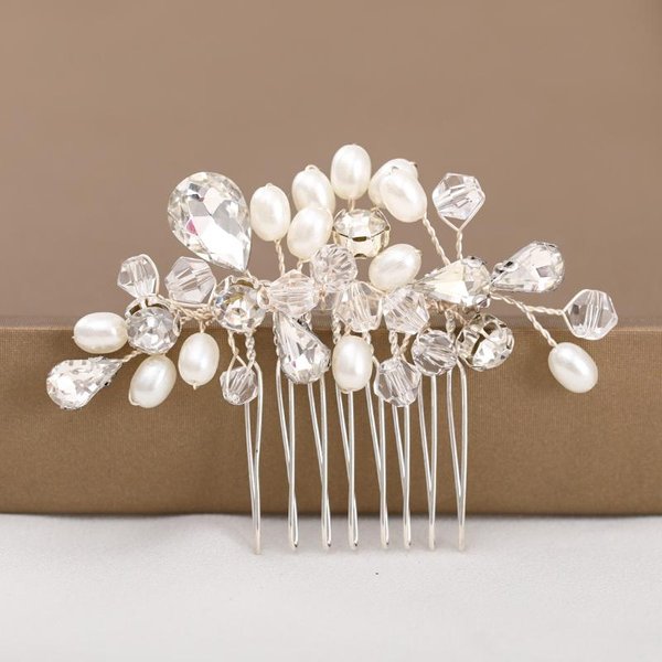 Peine PequeñO De Perlas De Cristal JoyeríA Para El Cabello Para Mujer NiñA Peine DecoracióN JoyeríA Para El Cabello Pinzas Para El Cabello Peine Brown-image