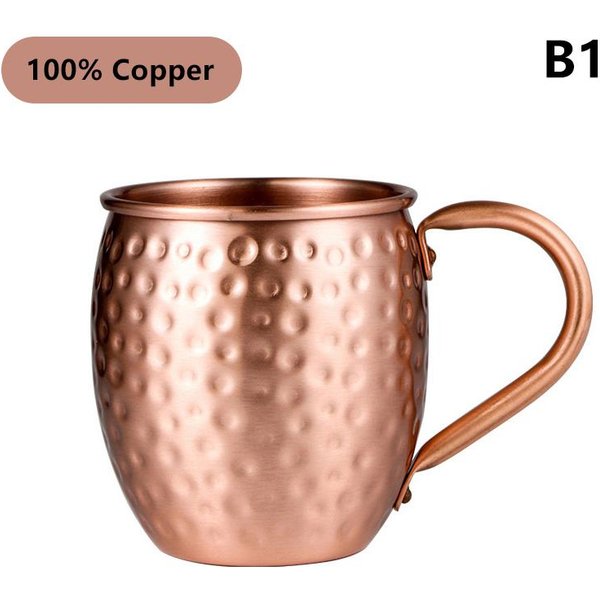 530 Ml 100% Miedziany Kubek Do Moscow Mule Koktajl Kieliszek Do Wina MłOtkowany Miedziany Kubek Do Piwa Kubek Do Kawy Kubek Do Mleka Kubek Barowy Naczynie Do NapojóW TrwałY Beige-image