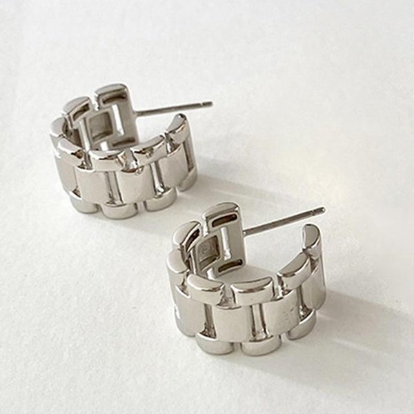 Huitan Metalowy Pasek Do Zegarka Design Kolczyki KołA Dla Kobiet Moda Kontraktowa Damskie Kolczyki Do PrzekłUwania Uszu Codzienne Noszenie Modna BiżUteria-image