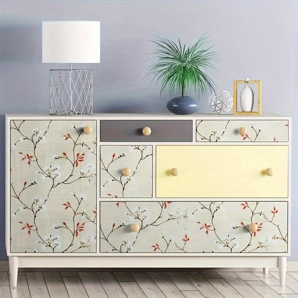 1 Papel Tapiz Autoadhesivo Con Estampado De Flores De Pera De Nieve, Papel Tapiz Despegable Y Pegado, Impermeable, Movible, Para Sala De Estar, Cocina, Dormitorio 45*300Cm/17.7*118In-image
