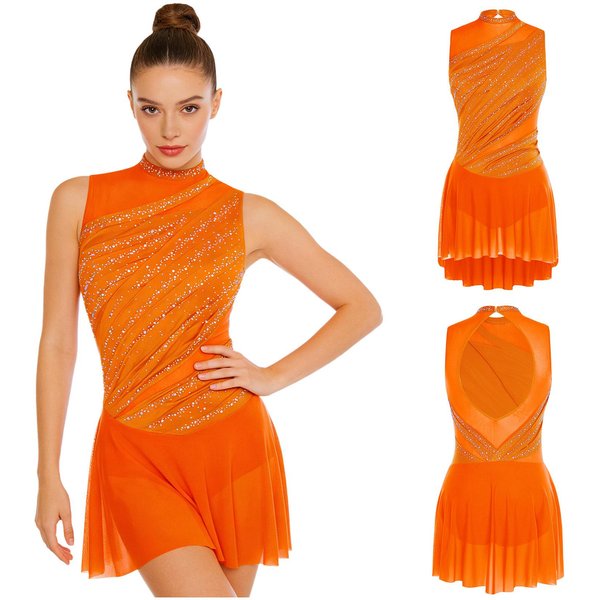 Gimnasia Para Mujer Patinaje ArtíStico Latino Ballet Maillot Disfraz Sin Mangas PedreríA Body Tango Chacha Ropa De Baile Para ActuacióN L-image