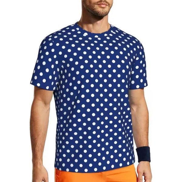 Modny T-Shirt Z Nadrukiem 3D W Kropki MęSki T-Shirt Na SiłOwnię Top Moda Harajuku MęSkie T-Shirty Lato MęSki T-Shirt Z KróTkim RęKawem T-Shirty Ubrania MęSkie XS Blue-image