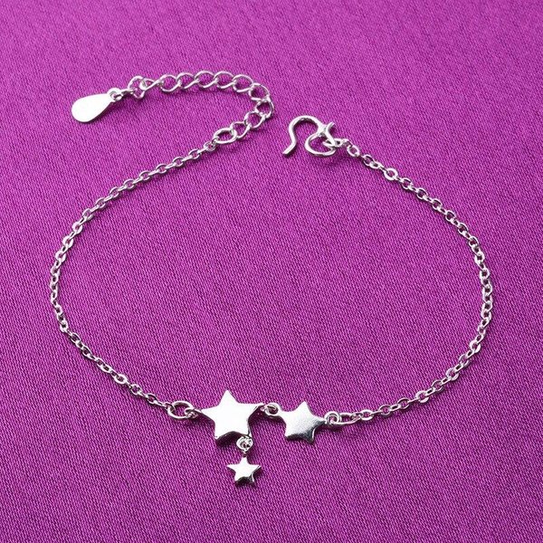 Pulseras Y Brazaletes De Plata De Ley 925 Con Borla Y Charm De Estrella Para Mujer Boda JoyeríA Femme Pulseira A162-image