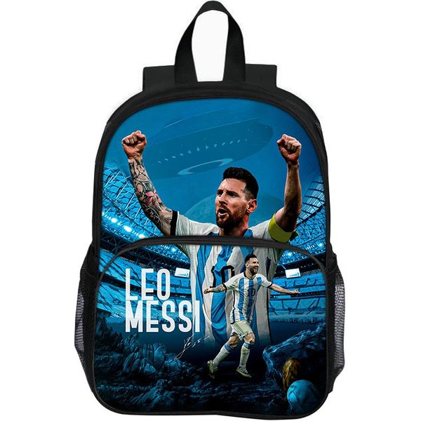 M-Messi Con Mochila De Bolsillo Frontal Estudiantes NiñOs Estrella De FúTbol Bolso Escolar FúTbol Deportes Mochila De Viaje Gran Capacidad Black-image