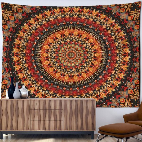 Indyjska Mandala Gobelin ŚCienny WisząCy Sztuka Boho Hippie Tapiz Czarostwo Sypialnia W Akademiku PokóJ WystróJ Domu 150X130Cm-image