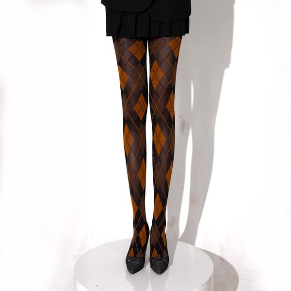 Nuevas Medias Panty De Cuadros Retro Para Mujer LenceríA Estilo JK JaponéS Pantimedias Leggings Medias Altas Suaves Sexy Para Muslo One Size-image
