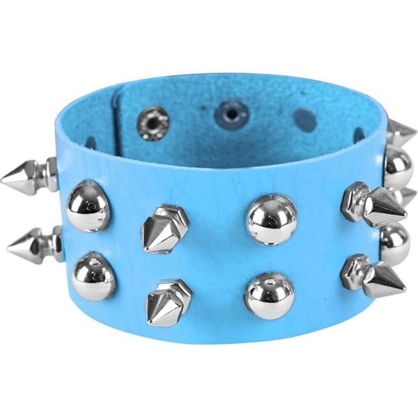 Pulsera De Cuero Tachonada Duradera Brazalete Punk Con Pinchos Pieza De DeclaracióN Para Discoteca Azul-image