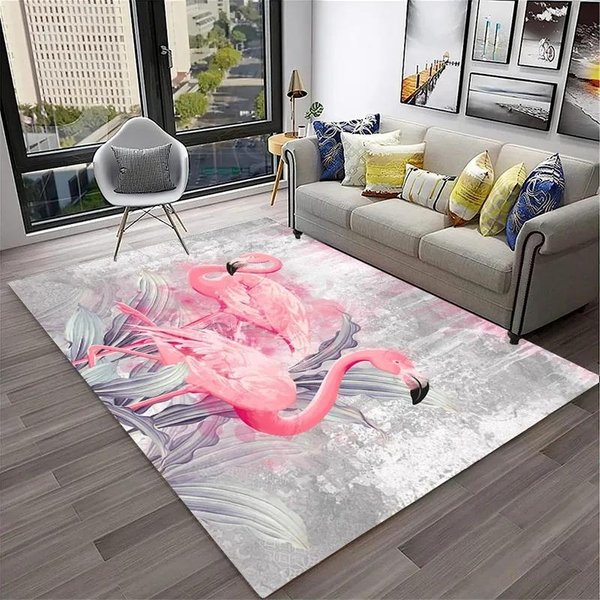 Alfombra Flamenco Estampado Animal Tropical Alfombra De Cocina Para BañO Sala De Estar DecoracióN De Dormitorio Alfombra De Piso Antideslizante Felpudo De Entrada 40X60Cm 16X24 Inch-image