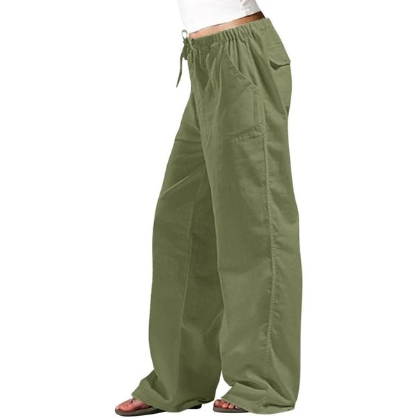 Letnie Damskie BawełNiane Lniane Spodnie Z Wysokim Stanem LuźNe LuźNe Spodnie Typu Oversize DłUgie Swobodne Spodnie W Jednolitym Kolorze Odzież Uliczna Damska XL-image