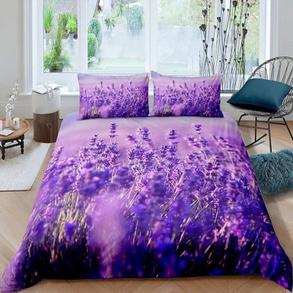Funda NóRdica Lavanda Rey Reina Morada Flor Mariposa Juego De Ropa De Cama Abstracto MáRmol Floral Funda De EdredóN PoliéSter Funda De Colcha 70X133Cm-image