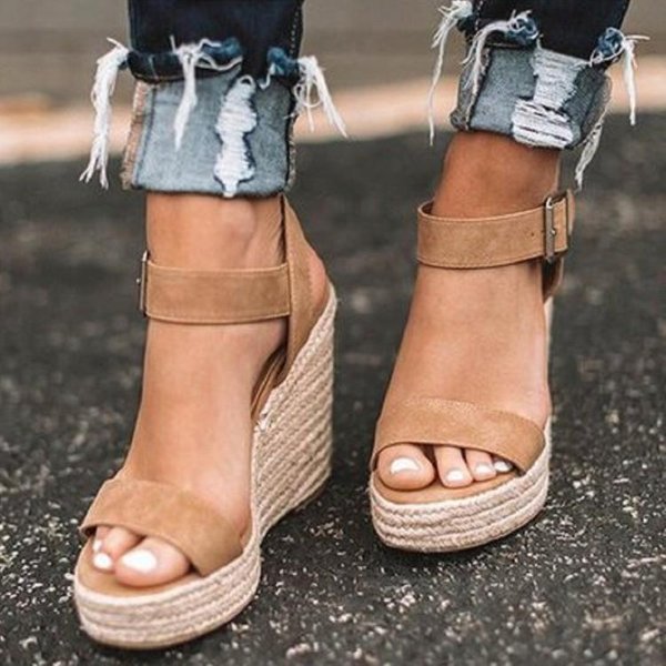 Damskie Rekreacyjne Koturny Na Obcasie Koturny Serpentynowe Letnie Nowe SandałY Imprezowe Platformy Wysokie Obcasy Buty Sandalias Mujer 35 Khaki-image