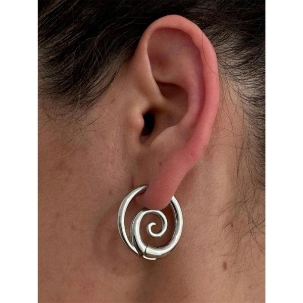1 Par Acero Inoxidable Chapado En Oro De 18K Espiral Caracol Pendientes De Aro Para Mujer Moda Tonos Punk Acero Inoxidable JoyeríA Gruesa Accesorio-image