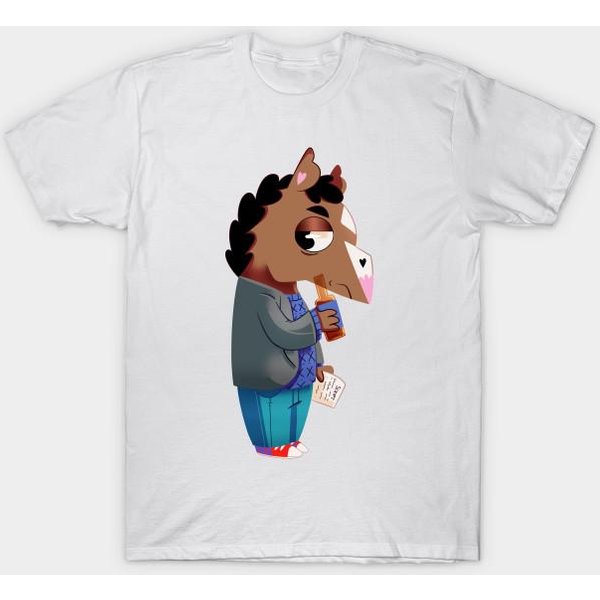 T Shirt Damski Bojack Horseman Harajuku Print Kawaii Tshirt Letnia Koszulka Damska Z KróTkim RęKawem Top Tee L White-image