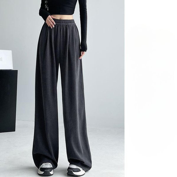 Pantalones De Pierna Ancha De Terciopelo Kapok Para Mujer Sueltos Y Perezosos CaíDos Hasta El Suelo Casual Pantalones Yamamoto Cintura Alta VersióN Estrecha Pantalones Rectos Para Mujer XL White-image