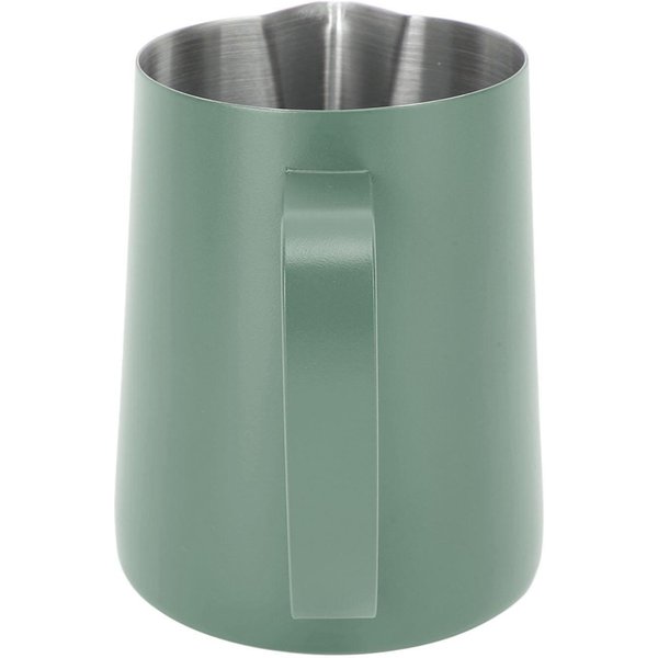 Kubek Do Spieniania Mleka 600ML Stal Nierdzewna 304 Dzbanek Do Spieniania Mleka DzióBek Punktowy Dzbanek Do Latte Art Ze Skalą WewnęTrzną Ciemno Zielony Kolor-image