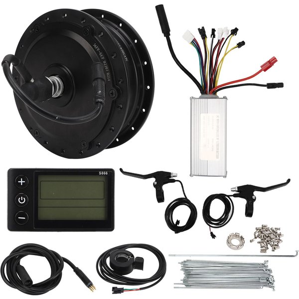 Kit De ConversióN Para Bicicleta EléCtrica 36V 500W Motor De Buje De TraccióN Delantera Kit De Rueda Con Pantalla S866 Para Bicicletas De MontañA Plegables For 28/29In 700C Wheel Spokes-image