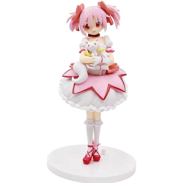 18 CM Puella Magi Madoka Magica Figurka Anime Kaname Madoka Dziewczyna Magiczna PVC Figurki Akcji Anime Model Model KreskóWkowy Zabawka Prezent White-image