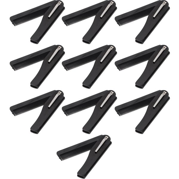 10 Peines Plegables Negros Dientes Finos PláStico Duradero TamañO De Bolsillo Ampliamente Usado Peine De Viaje Para Hombres-image