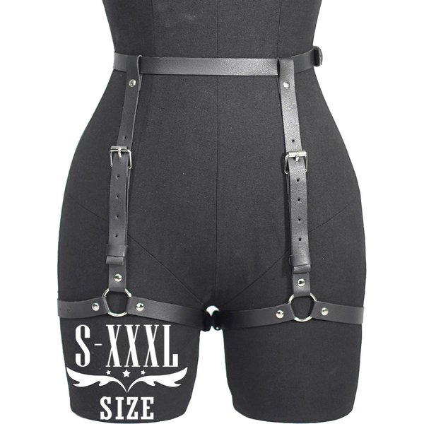 CinturóN Punk De Cuero PU Para Mujer Tallas Grandes, ArnéS De Muslo De Cuero Pu, Ligero De Pierna De Cuero Pu, ArnéS De Cintura Tallas Grandes, ArnéS De Pierna Para Atuendo Rave.-image