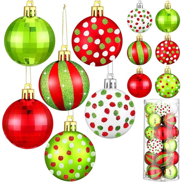 24 Piezas Adornos De Bolas De Navidad 2.0In Inastillables DecoracióN De Bolas Colgantes Pintadas Para ÁRbol De Navidad Red-image