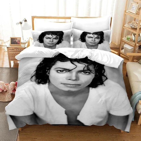 Druk 3D Michael Jackson Zestaw PośCieli Poszwa Na KołDrę Zestaw Do ŁóżKa Poszwa Na KołDrę Poszewka Na Poduszkę KołDra Rozmiar King Queen ChłOpcy DorosłY Zestaw PośCieli AU Single 140X210Cm-image