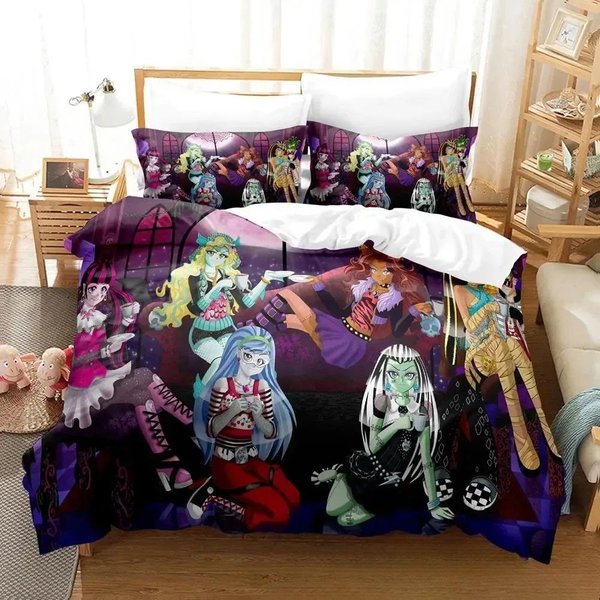 ImpresióN 3D Personalidad Monstruo Dibujos Animados Ropa De Cama Alta ColeccióN NiñOs NiñAs Individual Doble Queen King TamañO Funda NóRdica Funda De Almohada Cama NiñOs Adulto 135X200Cm 2Pcs-image