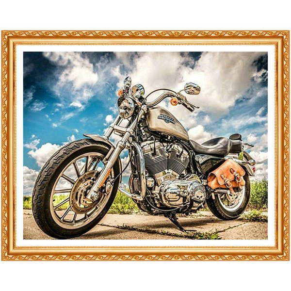 Pintura De Diamante 5D Artesanal, Bordado Redondo Completo, Motocicleta , Bordado 3D, Regalo De DecoracióN De Punto De Cruz 20X30CM-image