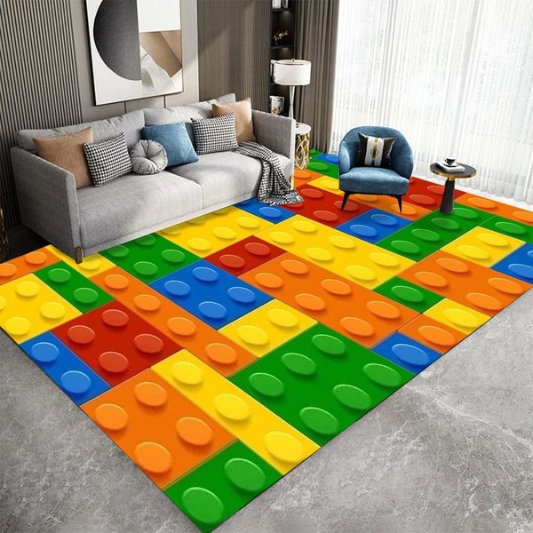 DziecięCy Geometryczny Dywan Kratka AntypośLizgowy Dywanik Do Sypialni Salonu Przedpokoju Pod Sofę Wycieraczka Dekoracja Domu Mata PodłOgowa 50X80CM-image