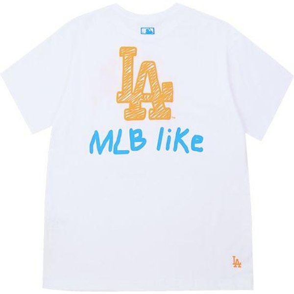 Seria W Stylu MLB LA Dodgers Koszulka Unisex Z Nadrukiem Litery, LuźNa, Z KróTkim RęKawem, BiałA 31TS15031-07W L Beige-image