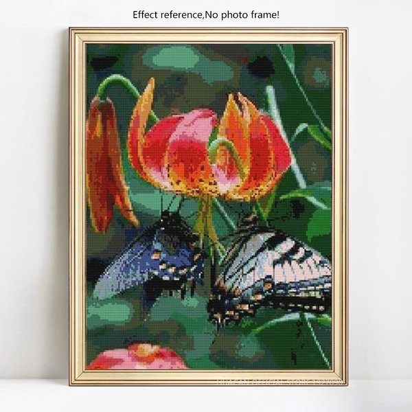 Pintura De Diamantes 5D Mariposa Y Flor Pantalla Completa Bordado De Diamantes PedreríA Redonda Completa 20X30CM-image