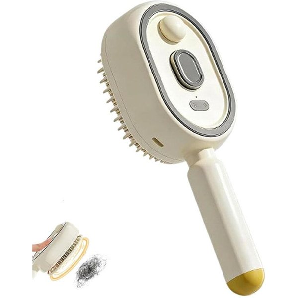 Peine Masajeador Multifuncional, Masajeador EléCtrico Para Cuero Cabelludo Con CojíN De Aire Y Spray, Peine Autolimpiante Para Cuidado Del Cabello Con Aceite Esencial, Regalo Para Mujeres Beige-image