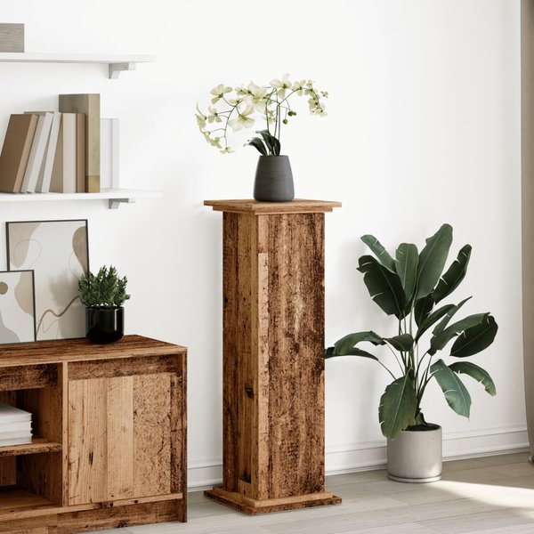 Vidaxl Pedestal Con Almacenamiento, Madera Vieja, 31X30X90 Cm-image