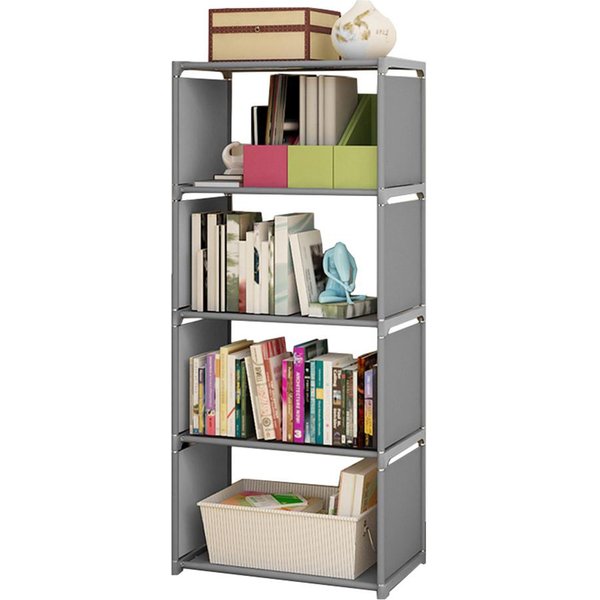 Estante Para Libros De 5 Niveles, Organizador De Almacenamiento De 8 Cubos, Estante Alto Para Libros, Montado Vertical Independiente 5 Tier Single Row Gris-image