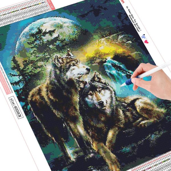 Bordado De Diamantes Lobos Pintura De Diamantes Redonda Completa Llegada Animales ImáGenes Mosaico De Diamantes 20X30 Gray-image