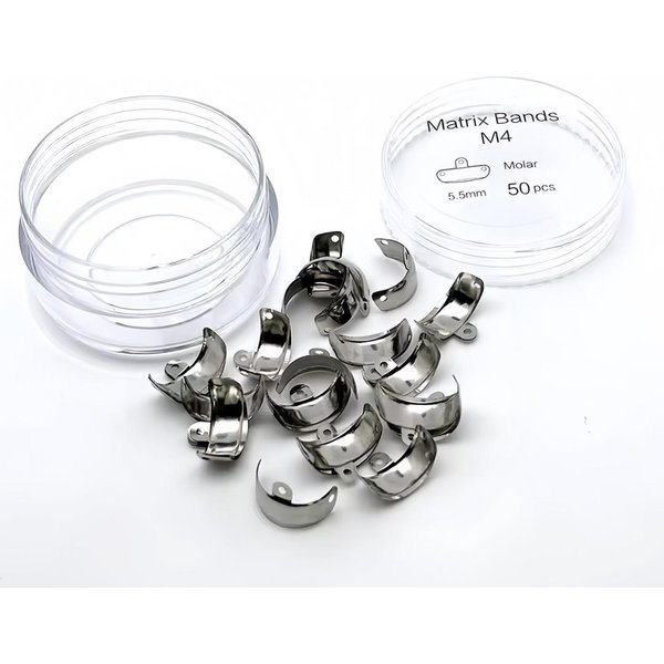 50 Piezas Bandas Matriz MetáLicas Dentales Sistema Sectional Contorneado Repuesto Herramientas De Reemplazo Dental OdontologíA Profesional White-image