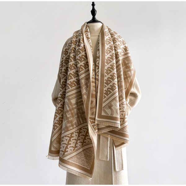 Pashmina Jacquard De Cachemira ÉTnica De Lujo Chal Envoltorio Para Dama Bufandas CáLidas De Invierno Estampado De DiseñO Foulard Femenino Ponchos Chalecos Bufanda Beige-image
