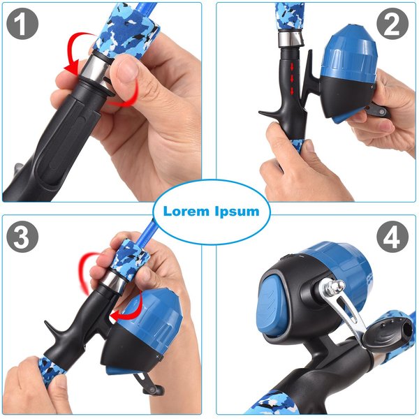 Zestaw WęDkarski Dla Dzieci WęDka I KołOwrotek PełNy Zestaw 1,2 M 1,5 M Teleskopowa WęDka Spinningowa Z KołOwrotkiem Spincast I Haczykami PrzynęTami Niebieski-image