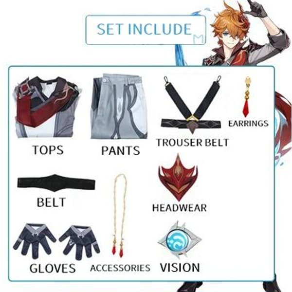 Genshin Impact Tartaglia Disfraz Cosplay Uniforme Peluca Anime Disfraces De Halloween Para Hombres Juego Xl&Genshin Impact-image