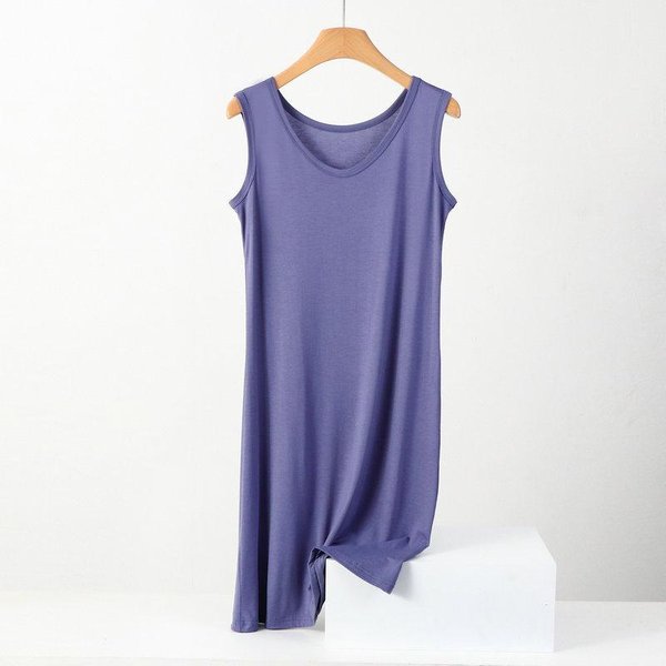XL-8XL Camisones De Verano Mujer AlgodóN Sin Mangas CamisóN Talla Grande Suelto SeñOras CamisóN Casual Ropa De Casa Vestido Para Dormir 7XL Gray-image