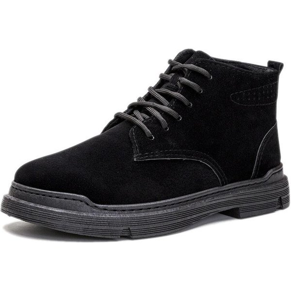 Nuevos Zapatos CáLidos Para Hombre Para OtoñO E Invierno Botas Martin De CañA Media Para Botas De Trabajo Para Zapatos De Hombre Transpirables Engrosados Botas Para Hombre 44 Black-image