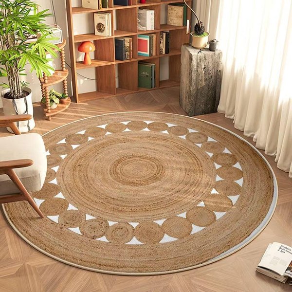 Boho Vintage OkrąGłY Dywan Geometryczny Tkany WzóR Mata PodłOgowa Codzienny WystróJ Domu AntypośLizgowy Dywanik Do Salonu Sypialni Gabinetu 40X40Cm-image