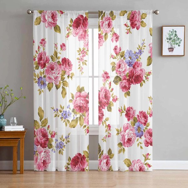 Retro RośLina BiałY Kwiat Abstrakcyjne Przezroczyste ZasłOny Do Dekoracji Salonu ZasłOna Okienna Kuchnia Tiul Woal Organza Draperie W135 X H115Cm X1&Grommet Top-image