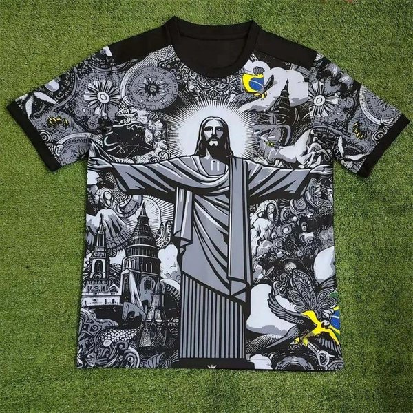 Camiseta De Entrenamiento De FúTbol EdicióN Especial BrasileñA Cristo Redentor Camiseta De FúTbol Secado RáPido Transpirable Deportiva Manga Corta NiñO/Adulto 120-image
