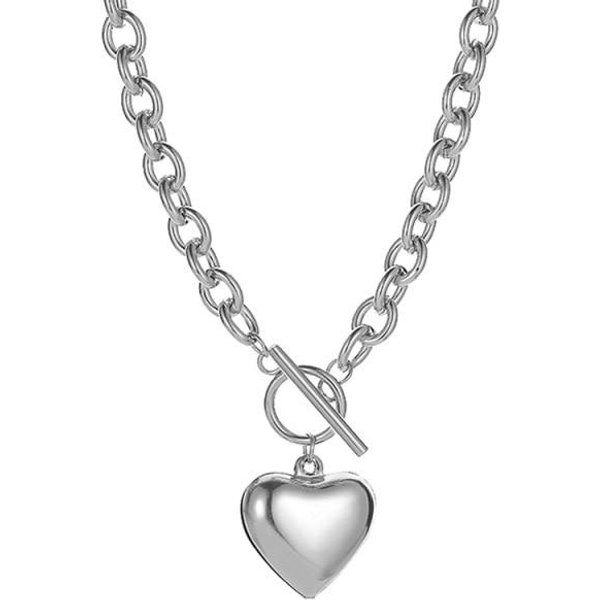 Collar Choker De Cadena Con Candado De CorazóN Color Plata Coreano Para Mujer Collar GóTico Collares De Cadena De Fiesta De Moda JoyeríA Punk Plata-image