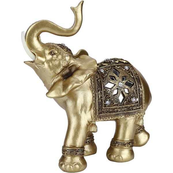 ZłOta żYwica Elegancka Statuetka SłOnia RzemiosłO Ozdoby Feng Shui Do Domu Prezent-image